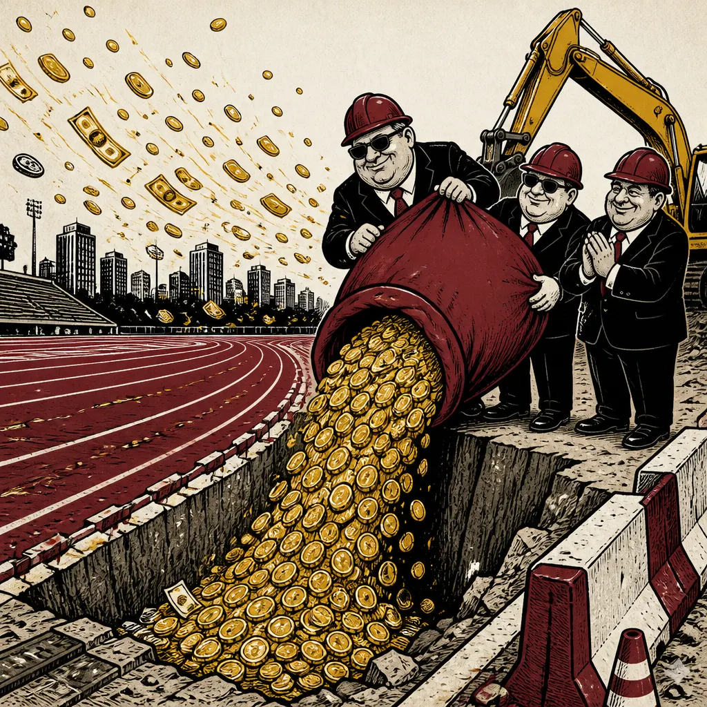Karikatura k prodražení sportovního areálu v Lišově